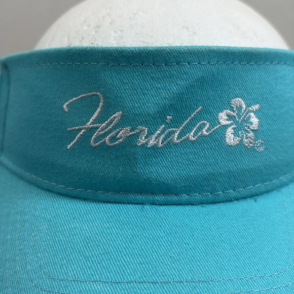 Florida Visor Womens Adjustable Blue White Hibiscus Flower Strapback Shade Shack - Picture 3 of 13